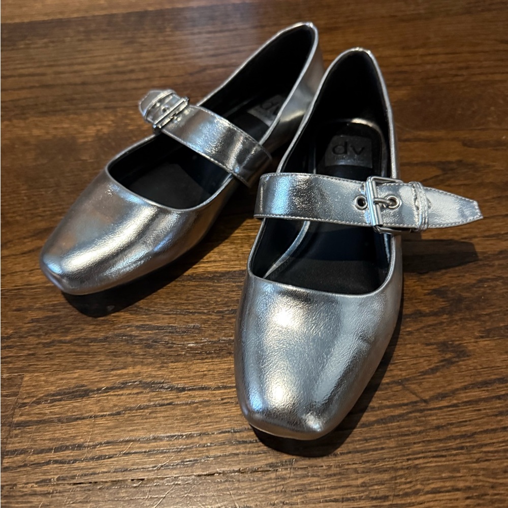 Dolce Vita Silver Metallic Mary Jane Flats